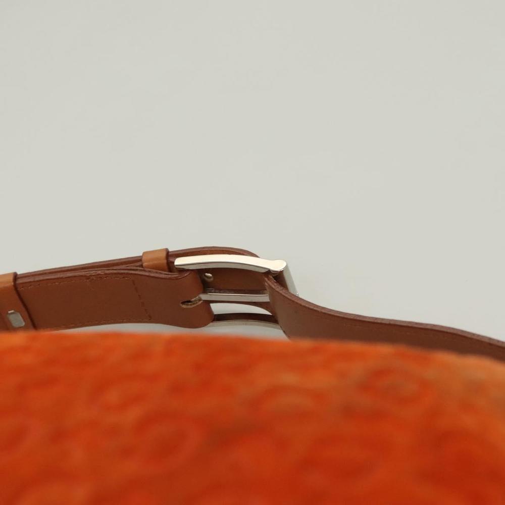 CELINE C Macadam Canvas Hand Bag Suede Orange Silver Auth bs27483 - Picture 8 of 16